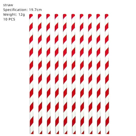 Disposable Straws - 10 Pieces Disposable Red Striped Paper Straws,Party Decorative Straw ,Cocktail Drinking Straws,for Holiday Birthday Wedding Party Decorations Supplies