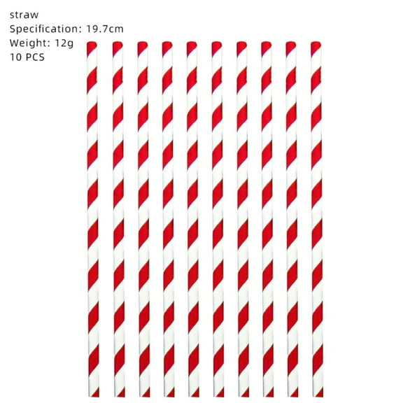 Disposable Straws - 10 Pieces Disposable Red Striped Paper Straws,Party Decorative Straw ,Cocktail Drinking Straws,for Holiday Birthday Wedding Party Decorations Supplies