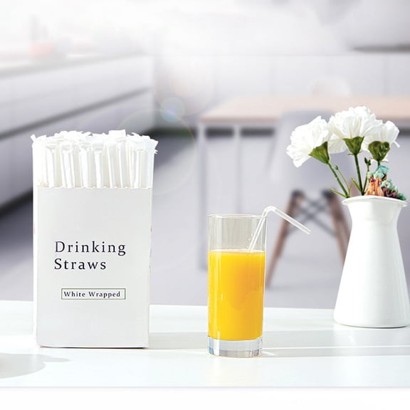 Disposable Straws Bendable Individually Wrapped 300 Pack Food Grade Plastic Clear Drinking Straws Bulk Hygienic Wrapped Disposable for Home Party Bar