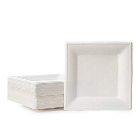 Disposable Sugar Cane Bagasse Paper Plates 100% Compostable, Eco-friendly Natural Sugarcane Fiber Plates 10” Square Biodegradable Plates For Parties, Weddings & More [216-Pack] Posh Setting