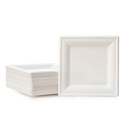Disposable Sugar Cane Bagasse Square Paper Plates By Posh Setting – 100% Compostable, Eco-friendly Natural Sugarcane Fiber Plates – 8” Square Biodegradable Plates For Parties, Weddings [216-Pack]