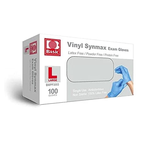 Disposable Synmax Hybrid Nitrile Vinyl Exam Gloves - Blue - Large