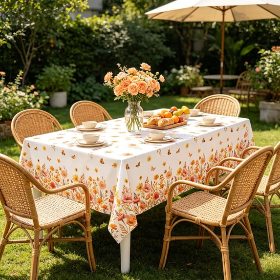 Disposable Table Cloths, PE Plastic Waterproof and Oil-Proof Table Covers, Farmhouse Outdoor Holiday Decorations for Birthday Garden Wedding Party Gathering Home Decor, (1Pcs)