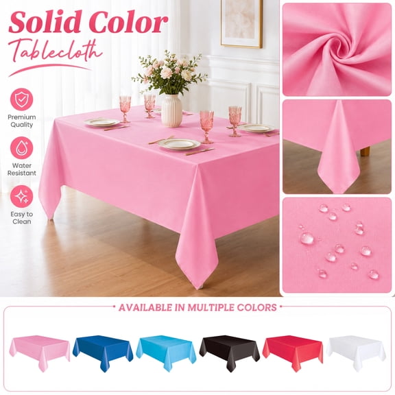 Disposable Tablecloth, 108X54 Inch Rectangular Tablecloth for Dining Table, Party Table Cloths Disposable, Dining Table Cover Waterproof, 1 Count Light Pink Smooth Plastic Table