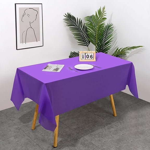 The Disposable Tablecloth Is Dark Purple|Premium Silver Plastic Tablecloth 54 X 108 In. Disposable Rectangle Plastic Table Cloth Decorative Rectangle Table Cover Smooth Tablecloth