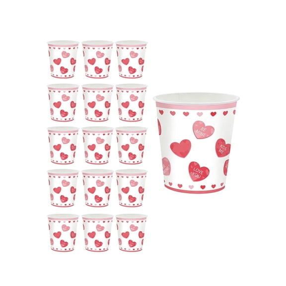 Disposable Tableware Set Pink Heart Valentine's Day Theme Paper Plates Cups Napkins Party Supplies for Celebration Dinner Party and Holiday Gathering