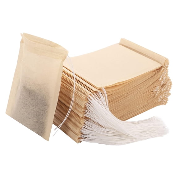 Disposable Tea Filter Bags 100 Pcs – Unbleached Drawstring Coffee Filters 4 Sizes – Loose Leaf Brewing Pouches for Home & Kitchen-3.2"×2.4"×1.2"