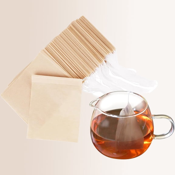 Disposable Tea Strainer Bags, Wood Pulp Paper with Drawstring, for Loose Leaf Tea, Coffee, Spices, Herbs and Mint