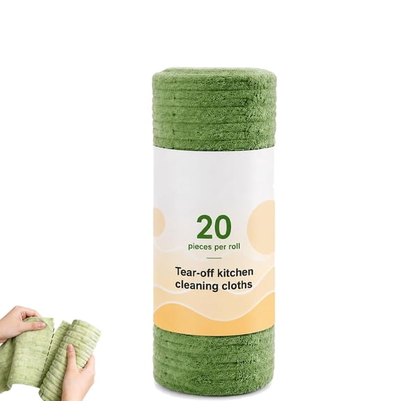 Disposable Tear-Off Cleaning Cloth Roll, Tearable Plush Microfiber Cleaning Cloth, Reusable Washable for Kitchen Dish Drying CarCleaning, Super Absorbent Lint-Free Rags