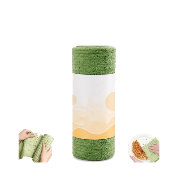Disposable Tear-Off Cleaning Cloth Roll, Tearable Plush Microfiber Cleaning Cloth, Reusable Washable for Kitchen Dish Drying CarCleaning