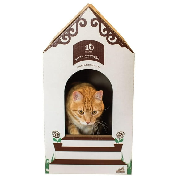 Disposable Ten Second Litter Boxes for Kitty/Cats. Made in The USA. Biodegradable for Quick and Easy Disposal. Made of Recyclable Material. (8-Pack + Cottage)