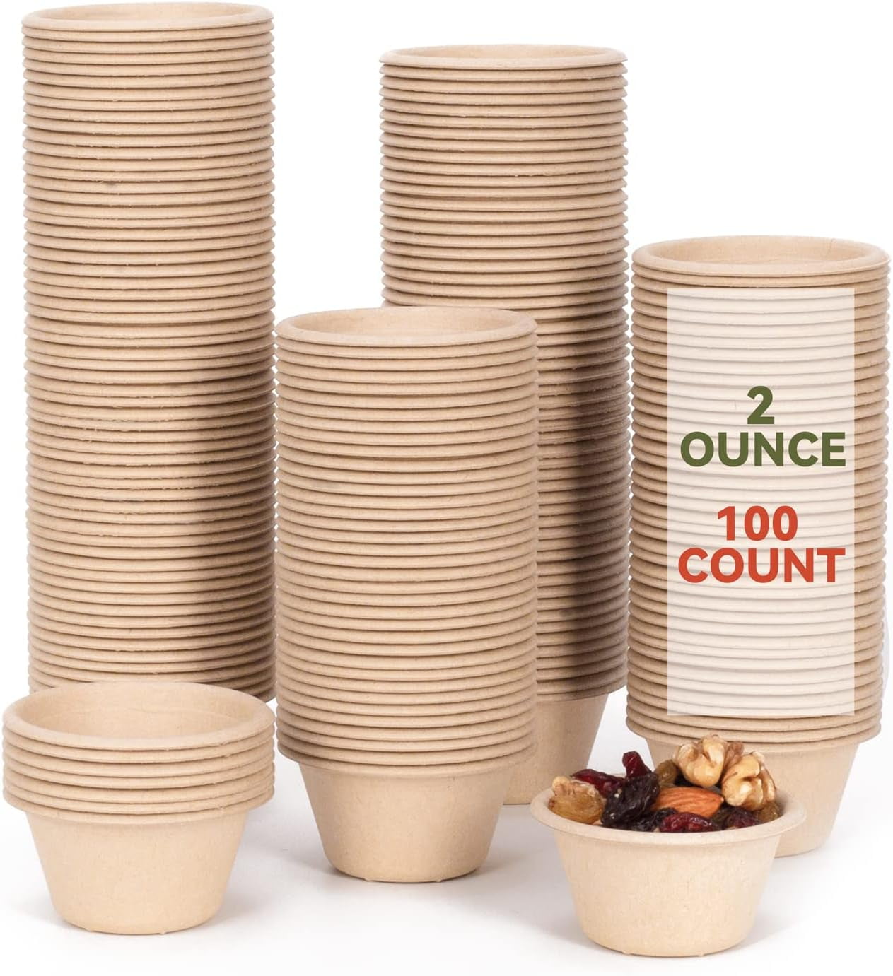 Disposable Testing Bowls, 100 Pack, 2 oz, Natural Biodegradable Bagasse ...