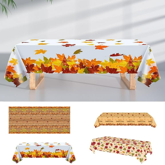 Disposable Thanksgiving Leaves 54" X 108" Rectangle Fall Maple Leaf Plastic Cover Party Supply Decoration for Harvest Autumn Holiday Birthday Buffet Banquet Picnic Table Cloth