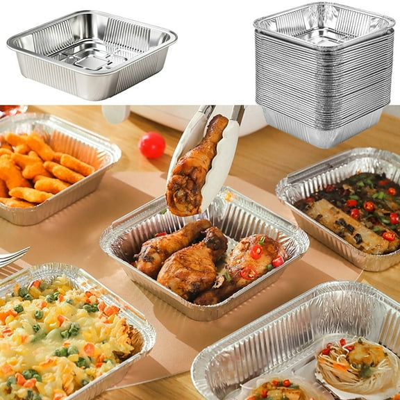Disposable Tin Foil Tray for Fryers and Ovens, Aluminum Foil Baking Trays, Roasting and Pizza Trays, Eco-Friendly and Convenient Kitchen Tools