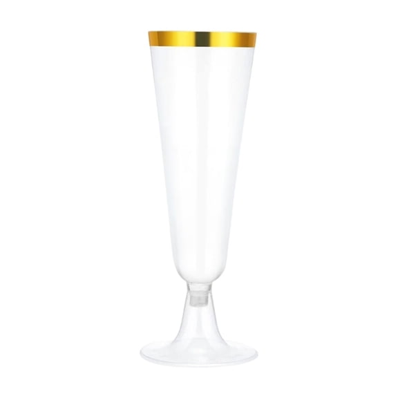 Disposable Toasting Glasses Plastic Champagne Flutes, 150Ml Party Cup Gold Rim Cup Wedding Plastic Glass For Celebrations.
