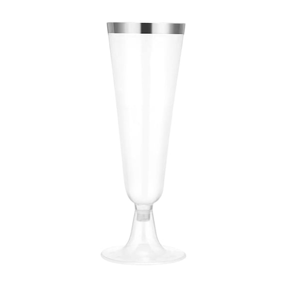 Disposable Toasting Glasses Plastic Champagne Flutes, 150Ml Party Cup Silver Rim Cup Wedding Plastic Glass For Weddings And Events.