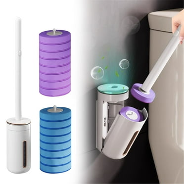 Ajex Disposable Toilet Brush System - Wand Kit With Refill Heads & Lemon Scent