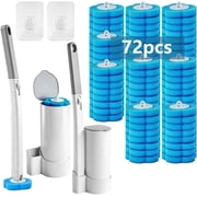 Disposable Toilet Brush and Holder Set, 2 Pack Toilet Wand Kit with 72 Refills, Wall Mounted Toilet Bowl Cleaner System Kit, Toilet Scrubber for Bathroom Cleaning Sink Bathtub