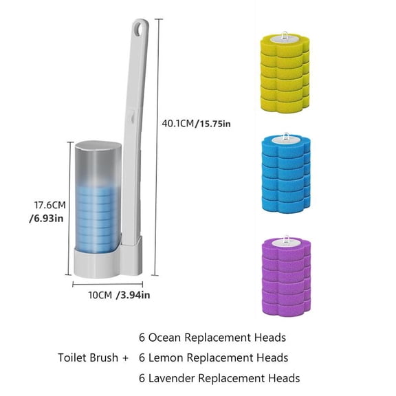 Disposable Toilet Brush Set with 18PCS Triple-Layer Refills & Wall Mount Holder for Deep Cleaning & Hygienic Bathroom Maintenance