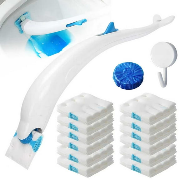 Disposable Toilet Brush Wand for Scrubbing Bubbles Flushable Refills, Wall Mount , 12 pcs Scrubbing Bubbles Cleaner Refill Pads, 1 Toilet Bowl Cleaner Tablets and 1 hook