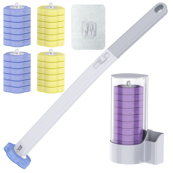 Disposable Toilet Brush with 36pcs Wand Cleaner Refills Wall Mounted Toilet Bowl Brush Holder Set Toilet Cleaning System for Bathroom Cleaning