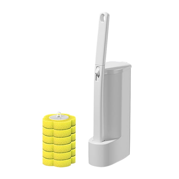 Disposable Toilet Brush with Refills, Wall-Mounted Cleaning System for Bathroom Bowls