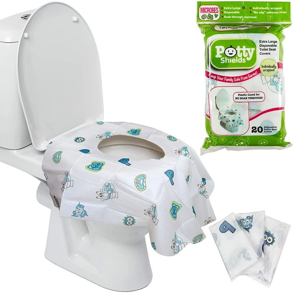 Disposable Toilet Seat Covers for Kids & Adults, 20 Pack - Protect from Public Toilets While Potty Training & More - Extra Large, Weatherproof, Portable, Individual Wrapped - Gender Neutral/Unisex