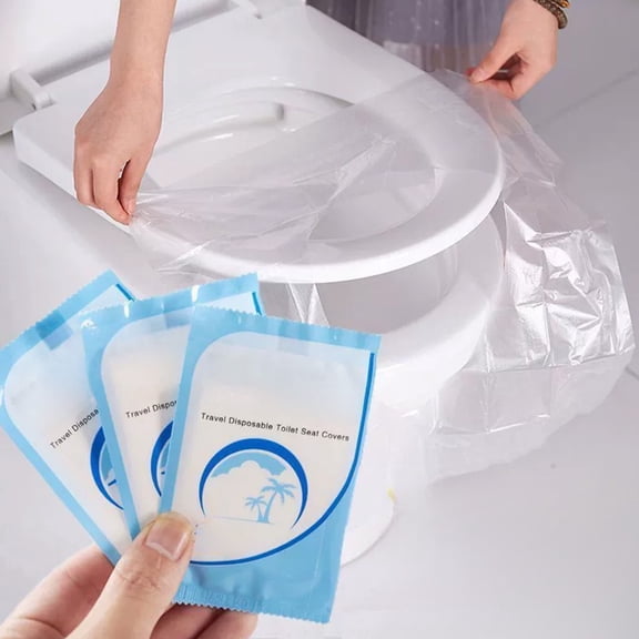 Disposable Toilet Seat Covers, Water-Resistant Plastic Film Barrier Protection, Individually Wrapped for Travel Home Hotel Use, Portable Hygiene for On-the-Go Cleanliness, 2.76" x 4.53" x 6.3"