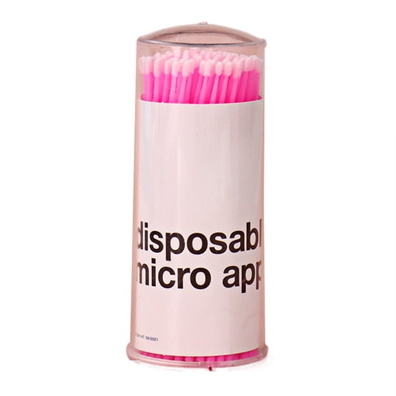Disposable Tooth Cleaning Micro Brush and Microblading Cotton Swabs for Eyebrows Lip Eyelash Extension, 100 Count (Pink)