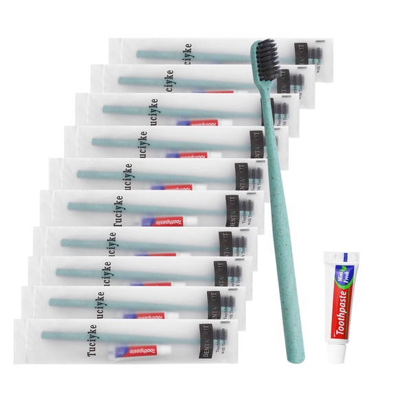 Disposable Toothbrush with Toothpaste Pack of 120,Green Individually Wrapped Manual Travel Toothbrush Kit in Bulk Toiletries for Adults,Kids,Hotel,Charity,Homeless,Nursing Home