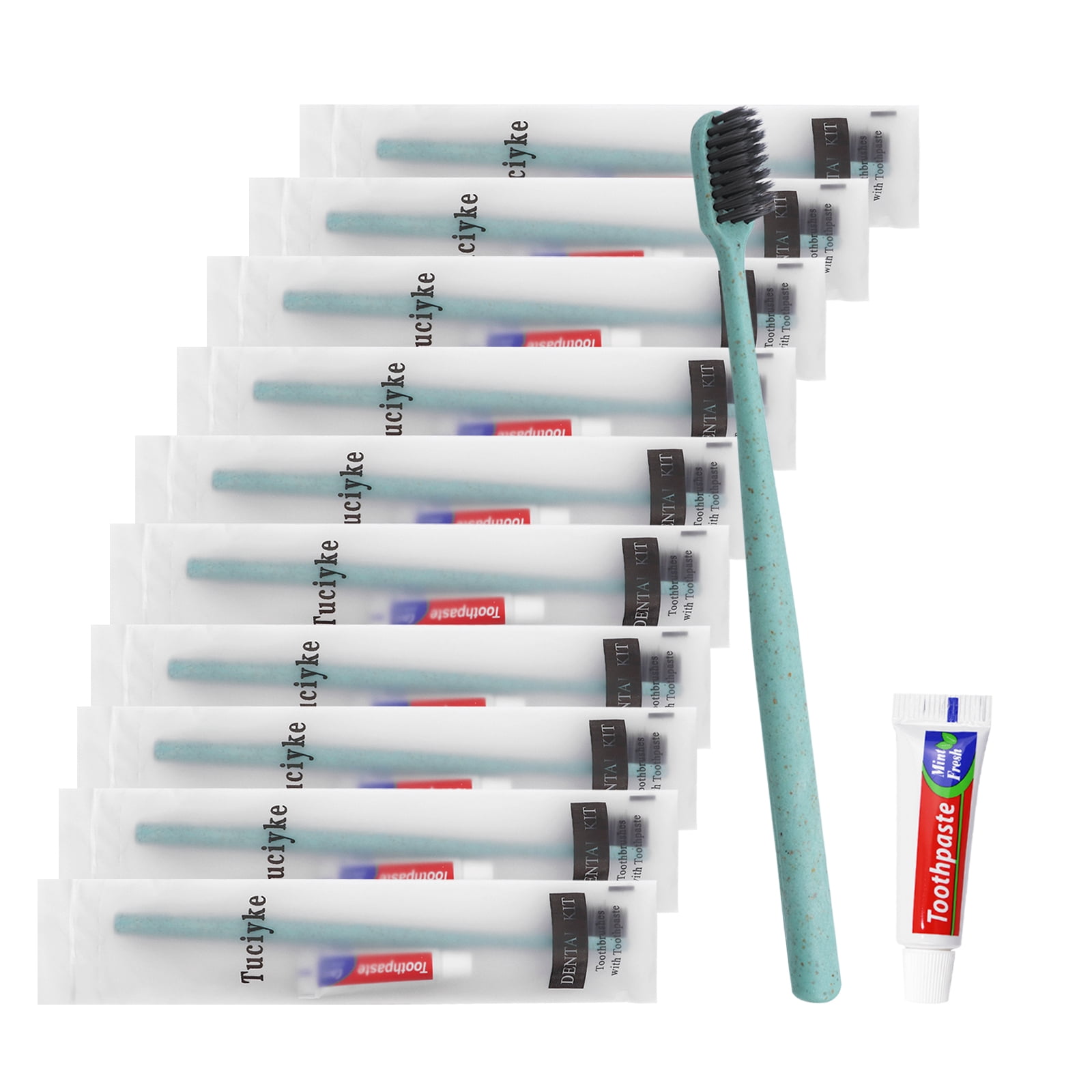 Disposable Toothbrush with Toothpaste Pack of 30,Green Individually