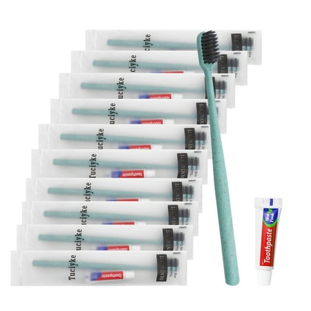 Disposable Toothbrush with Toothpaste Pack of 30,Green Individually Wrapped Manual Travel Toothbrush Kit in Bulk Toiletries for Adults,Kids,Hotel,Charity,Homeless,Nursing Home