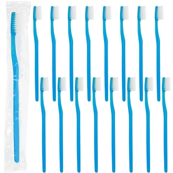 Disposable Toothbrushes Individually Packaged,Blue Handle Toothbrush Bulk, Toothbrush for Travel, Hotel and Homeless (50 Pack)