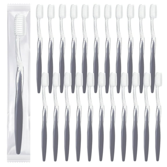 Disposable Toothbrushes Individually Packaged,Grey Handle Toothbrush Bulk, Toothbrush for Travel, Hotel and Homeless (50 Pack)
