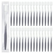 Disposable Toothbrushes Individually Packaged, Grey Handle Toothbrushes Bulk, Travel, Hotel & Homeless Toothbrushes (100 Pack)