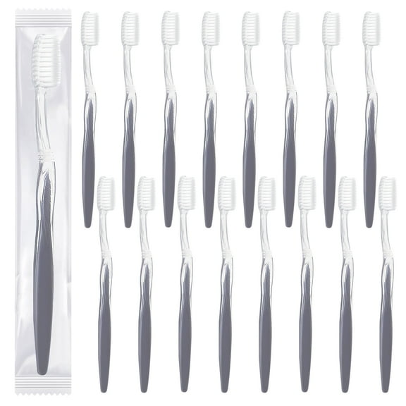 Disposable Individually Packaged Manual Toothbrush, Grey, 20 Pack