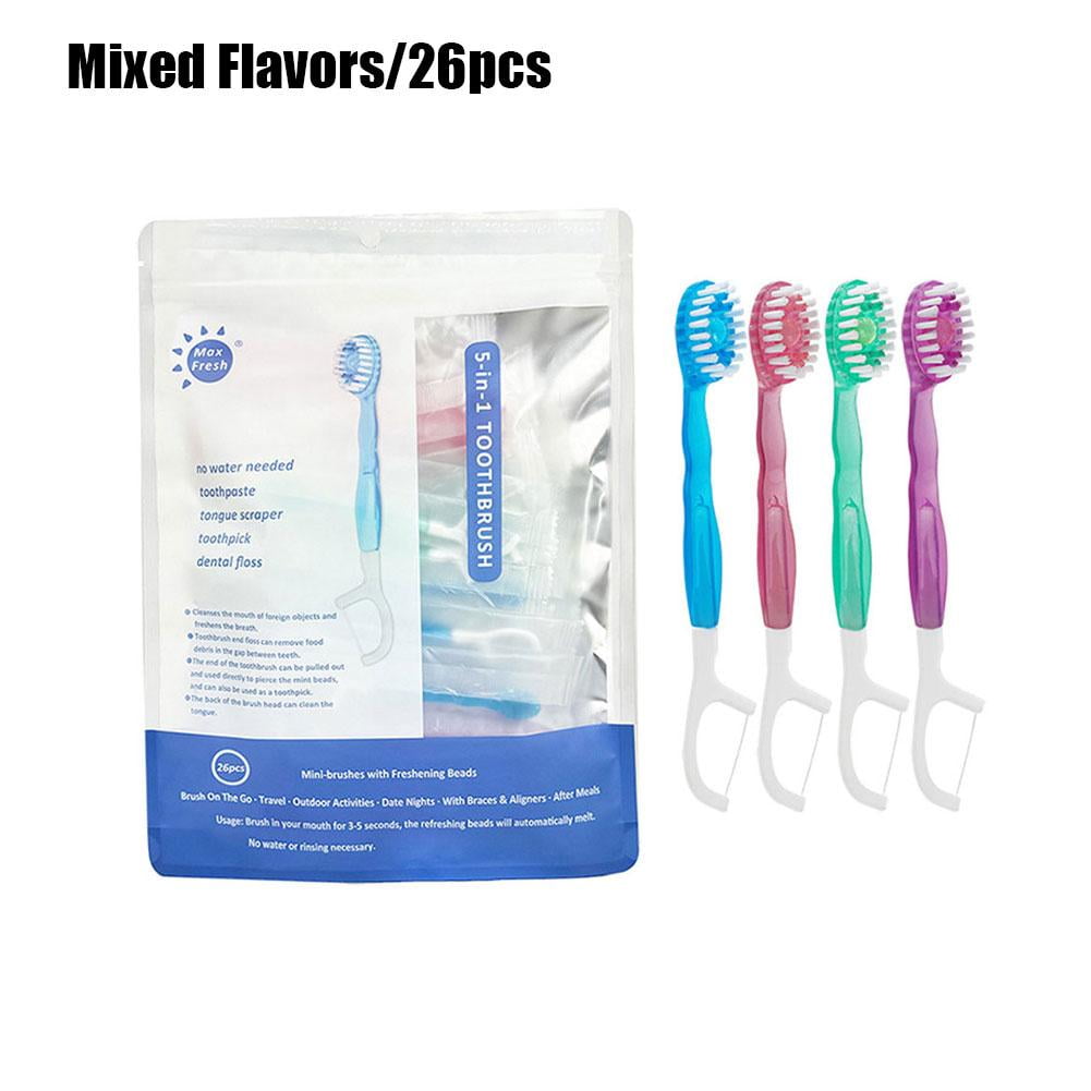 Disposable Toothbrushes with Toothpaste, 5-in-1 Tool(Mini Toothbrush ...