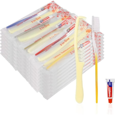 Disposable Toothbrushes with Toothpaste and Comb for Homeless Individually Wrapped-Suitable for Hotel,Air Bnb,Shelter/Homeless/Nursing Home/Charity(25 PCS)