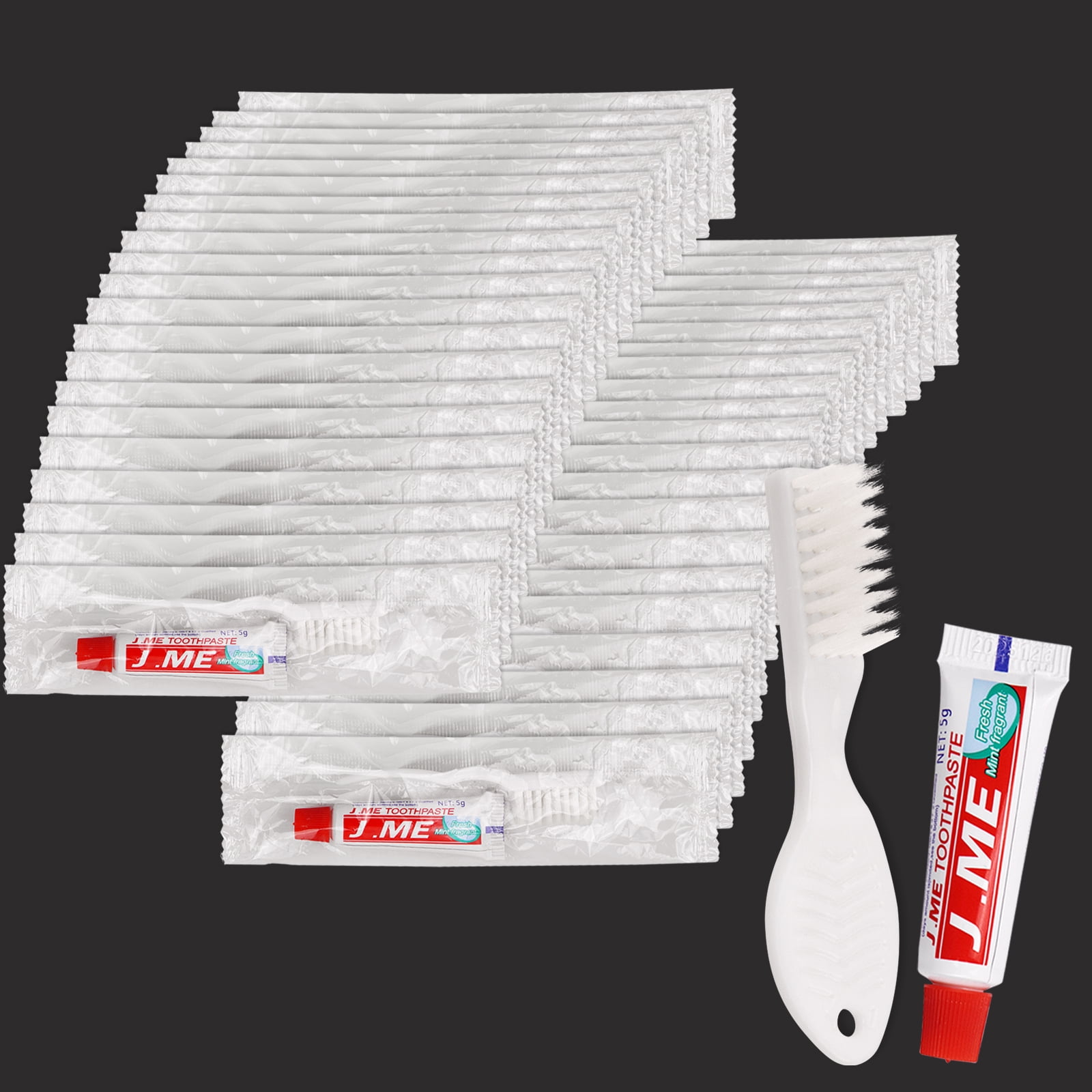 Disposable Toothbrushes with Toothpaste Mini,25 Pack White Manual