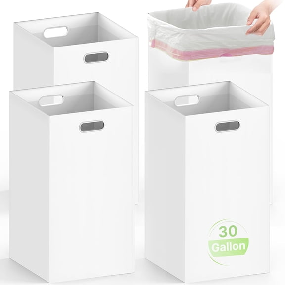 Disposable Trash Cans for Parties, 30 Gallon Large Collapsible Garbage Cans with Handle, Thick Recycled Cardboard Recycling Bins for Party Events Camping