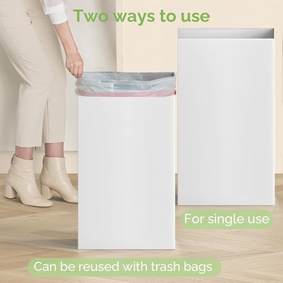 Disposable Trash Cans for Parties 16 Pack, 13 Gallon Cardboard Garbage Can for Events Camping - White Collapsible Bin