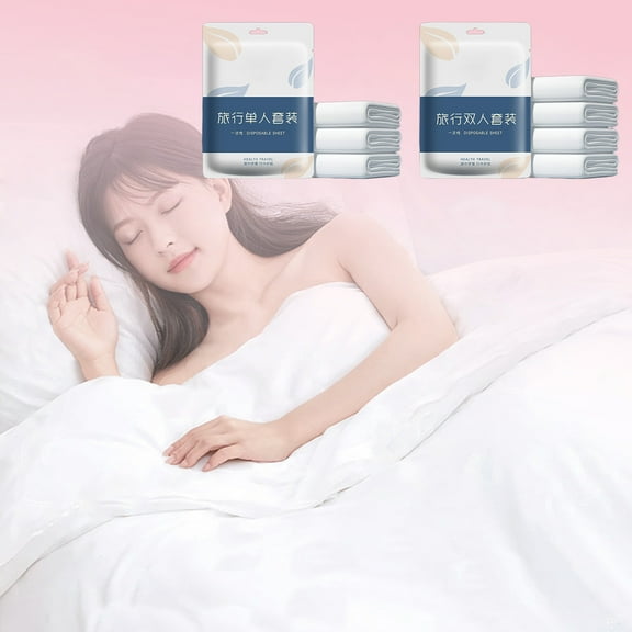 Disposable Travel Bed Sheet, Non-Woven, White, 160x220cm/62.92x86.61in, Portable Quilt Cover for Hotels, Double Bedding, Lightweight 230g/0.5lbs, Individually Packed, Hygienic Sleep Solution