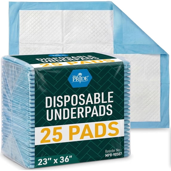 Disposable Underpads 23'' X 36'' (25-Count) Incontinence Pads, Chux, Bed Covers, Puppy Training | Thick, Super Absorbent Protection for Kids, Adults, Elderly Liquid, Urine, Accidents