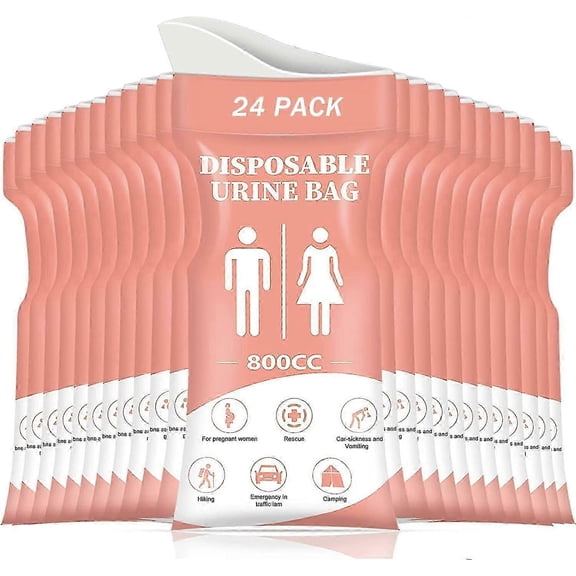 Disposable Urine Bag, 12/24 PCS Pee Bags for Travel for Women/Men, 800ML Emergency Portable Urinal Bag and Vomit Bags, Unisex Urinal Bag for Camping,