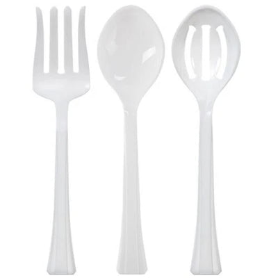 Disposable Utensils Serving Set 3 in 1 - Pearl White Plastic Fork, Knife, Spoon Set - Ecofriendly, Compostable, Silverware for Weddings, Parties, Breakrooms, Lunchrooms by EcoQuality (72 PACK)