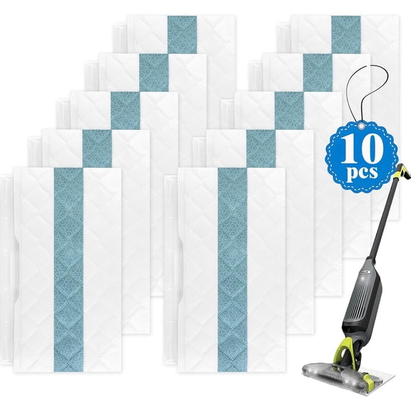 Disposable VACMOP Replacement Pads Compatible with Shark VM252, VM251, VM250, VM200, VC205, QM250, VM190, VM200P12 and VMP30, 10 Pack,White