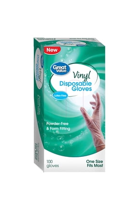 Disposable Vinyl Gloves, 100 Count