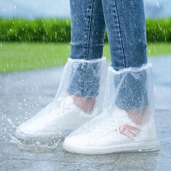 Disposable Waterproof Shoe Covers for Rain Adult Transparent Short Booties, Non-Slip Plastic Rain Shoe Covers, 24PCS (12 Pairs) for Travel, Outdoor, Commuting