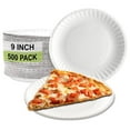 thumbnail image 1 of Disposable White 9-Inch Paper Plates Uncoated Large, Everyday Disposable White Paper Plates 9" Paper Plate Bulk Pizza Party Plates (9 Inch - 500 Count), 1 of 9