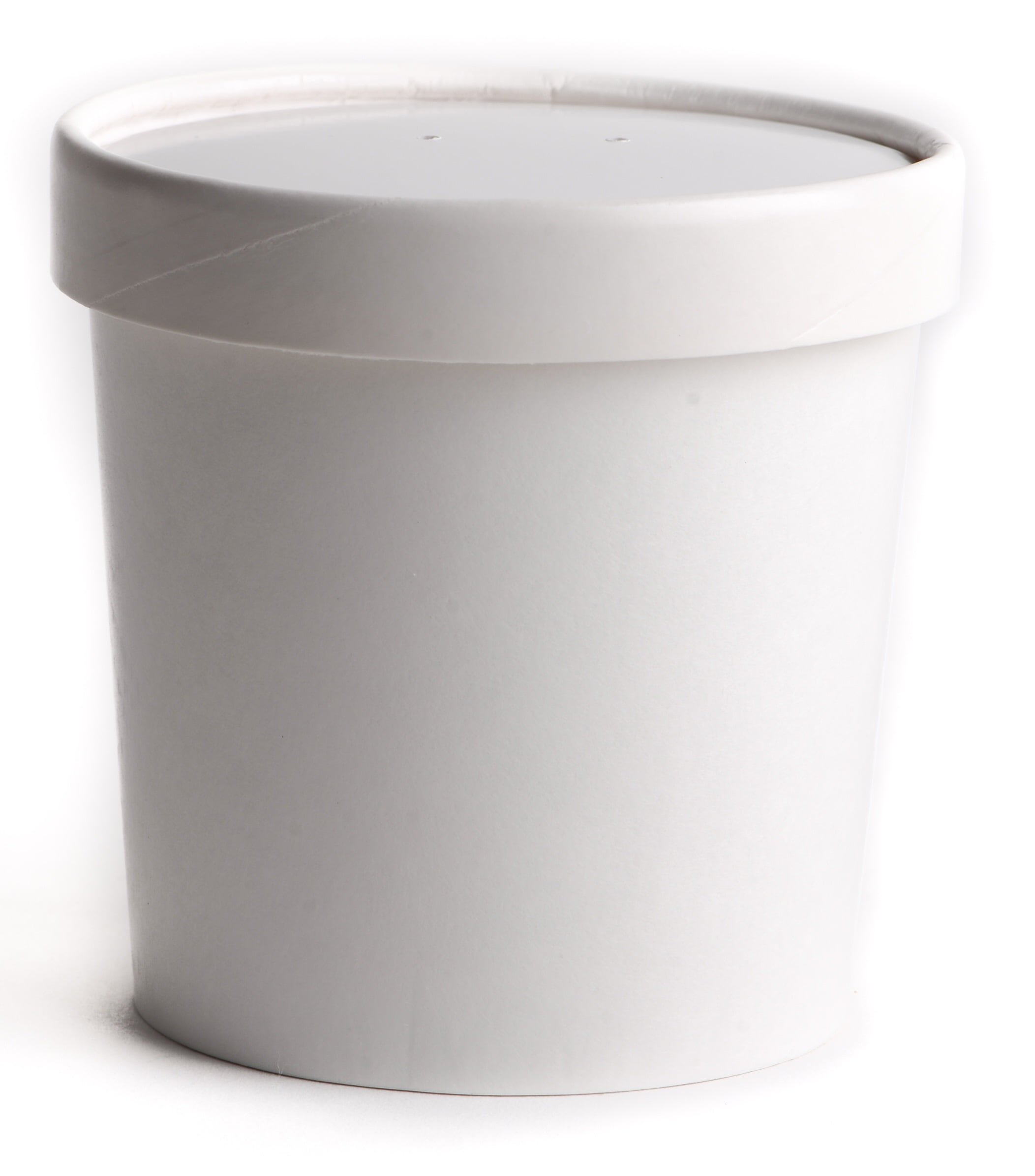 Disposable White Paper Soup Container with Lids Combo Half Pint Ice